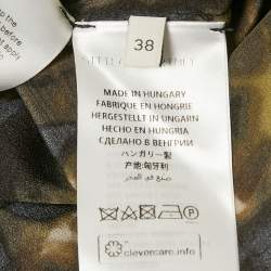 Pre Owned فستان ستيلا مكارتني حرير بنقشة تجريدية باللون الأخضر واسع مقاس صغير - سمول