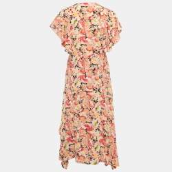 Pre Owned Stella McCartney Pink Floral Print Silk Skirt & Top Set S