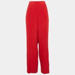 مملوكة مسبقًا Stella McCartney Red Silk Wide Leg Pants 
