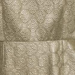 Pre Owned قميص ستيلا مكارتني بروكيد ذهبي بحزام وشاح مقاس كبير (لارج)