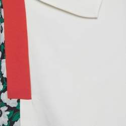 Pre Owned Stella McCartney White/Green Floral Print Crepe Top XS