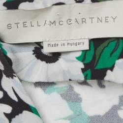 Pre Owned Stella McCartney White/Green Floral Print Crepe Top XS