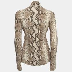 Pre Owned بلوزة ستيلا مكارتني بيج بطبعة جلد الثعبان جيرسي مقاس كبير جدا