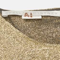 Pre Owned Stella McCartney Gold Lurex Gathered Lame Peplum Blouse S