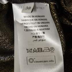 Pre Owned Stella McCartney Gold Lurex Gathered Lame Peplum Blouse S