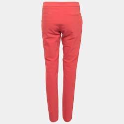 Pre Owned Stella McCartney Red Twill Regular Fit Trousers L