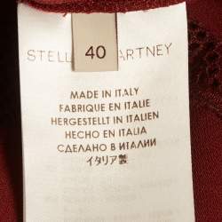 Pre Owned طقم بنطلون وتوب ستيلا مكارتني بورغندي كريب مطرز مقاس صغير / متوسط (سمول / ميديوم)