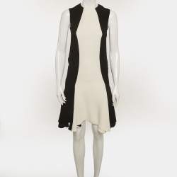 Pre Owned Stella McCartney Black/White Crepe Paneled Midi Dress XS