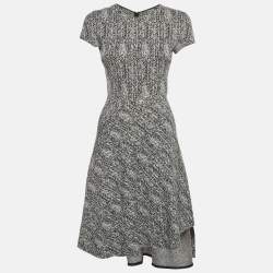 مملوكة مسبقًا Stella McCartney Black/White Wool Blend Flared Mini Dress S