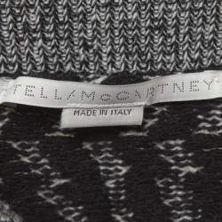 مملوكة مسبقًا بلوزة ستيلا مكارتني صوف منقوش أسود برقبة كاو مقاس صغير جدًا