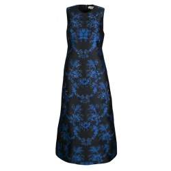 Pre Owned Stella McCartney Black and Blue Embellished Floral Jacquard Angelica Gown M