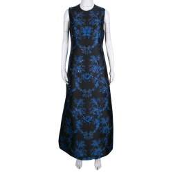Pre Owned Stella McCartney Black and Blue Embellished Floral Jacquard Angelica Gown M