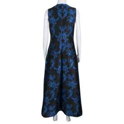 Pre Owned Stella McCartney Black and Blue Embellished Floral Jacquard Angelica Gown M