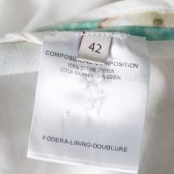 Pre Owned Stella McCartney Multicolor Hawaiian Print Stretch Cotton Buttoned Back Detail Top M