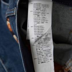 Pre Owned Stella McCartney Indigo Denim Floral Jacquard Trim Studded Mini Skirt S