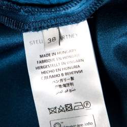 Pre Owned بنطلون ستيلا مكارتني سيسيلي ساتان أزرق مخضر بأرجل واسعة S