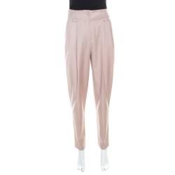 Pre Owned Stella McCartney Beige Wool Pleat Detail High Waist Pants S