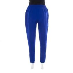 Pre Owned Stella McCartney Cobalt Blue Crepe Elasticized Waist Tamara Pants M