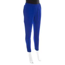 Pre Owned Stella McCartney Cobalt Blue Crepe Elasticized Waist Tamara Pants M