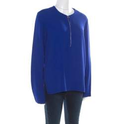 Stella McCartney Blue Crepe Zip Detail Arlesa Blouse S