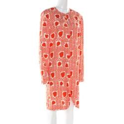 Pre Owned Stella McCartney Orange Heart Printed Shift Dress M