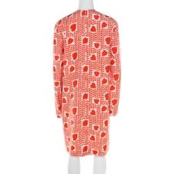 Pre Owned Stella McCartney Orange Heart Printed Shift Dress M