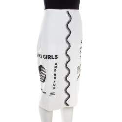 Pre Owned تنورة مستقيمة ستيلا مكارتني أول إيز لوف بيضاء مطرزة M