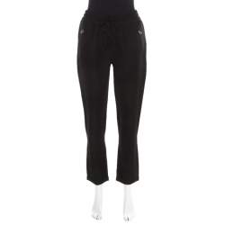 Stella McCartney Black Python Scale Patterned Jacquard Drawstring Detail Pants S