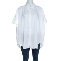 Stella McCartney White Eyelet Embroidered Oversized Box Shirt L