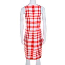 Pre Owned Stella McCartney Chilli Red Checked Sleeveless Benedicte Shift Dress S
