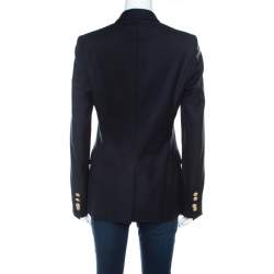 Pre Owned Stella McCartney Navy Blue Wool Gold Button Detail Single Button Blazer M