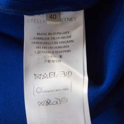 Pre Owned Stella McCartney Blue Stretch Crepe Asymmetrical Hem Flared Dress S