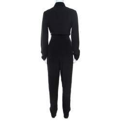 Pre Owned Stella McCartney Black Silk Ruched Detail Belted Jumpsuit S