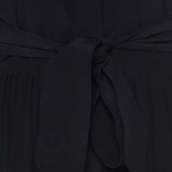 Pre Owned Stella McCartney Black Silk Ruched Detail Belted Jumpsuit S