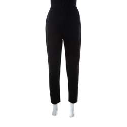 Pre Owned Stella McCartney Black Cady Bottom Zip Detail Tamara Trousers M