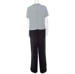 Stella McCartney Black & Printed Bodice Crepe Wide-Leg Short-Sleeve Jumpsuit M