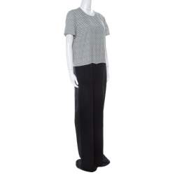 Stella McCartney Black & Printed Bodice Crepe Wide-Leg Short-Sleeve Jumpsuit M