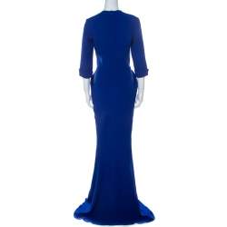 مملوكة مسبقًا Stella McCartney Blue Stretch Cady Gathered Waist Maxi Dress M