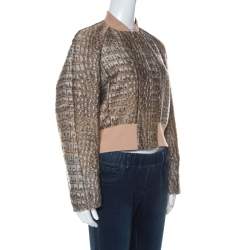 مملوكة مسبقًا Stella McCartney Beige Crocodile Pattern Jacquard Bomber Jacket S 