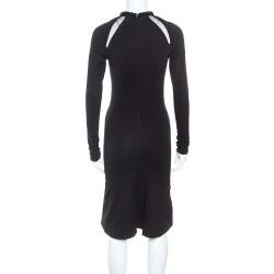 Pre Owned Stella McCartney Black Jersey Mesh Insert Embellished Collar Dress S