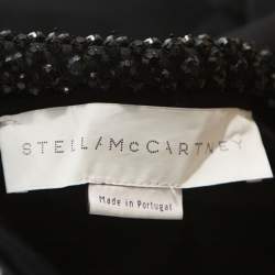Pre Owned Stella McCartney Black Jersey Mesh Insert Embellished Collar Dress S