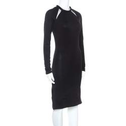 Pre Owned Stella McCartney Black Jersey Mesh Insert Embellished Collar Dress S
