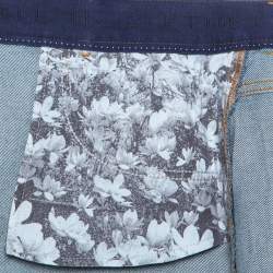 Pre Owned Stella McCartney Blue Denim Embroidered Embellished Short Skirt M