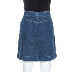 Pre Owned Stella McCartney Blue Denim Embroidered Embellished Short Skirt M