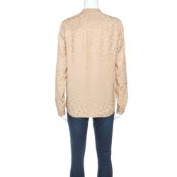 Stella McCartney Beige Jacquard Button Front Mandarin Collar Shirt S