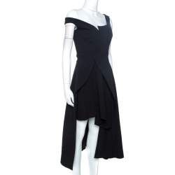 Pre Owned Stella McCartney Black Wool Sequined Reily Asymmetric Dress S