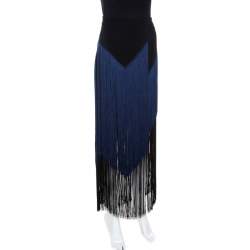 Pre Owned Stella McCartney Bicolor Crepe Asymmetrical Fringed Veronica Skirt S