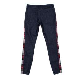Stella McCartney Navy Blue Denim Plaid Trim Jeans S