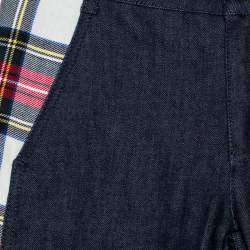 Stella McCartney Navy Blue Denim Plaid Trim Jeans S