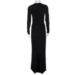 Pre Owned Stella McCartney Black Crepe Lace Trim Maxi Dress S